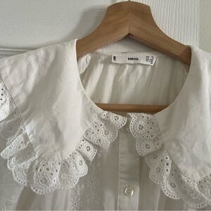 Mango lace collar blouse